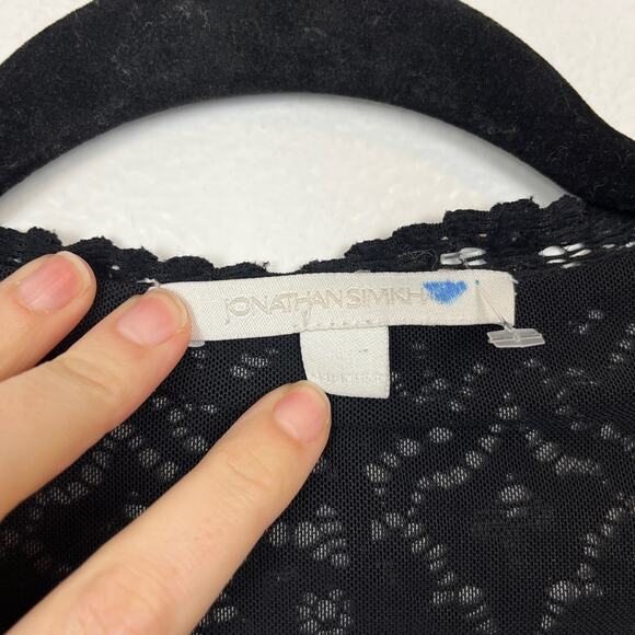 Jonathan Simkhai Long Sleeve Lace Button Front Scallop Neckline Bodysuit Small - Picture 7 of 9